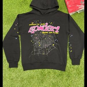 Black Spider Hoodie With Pink Graphics